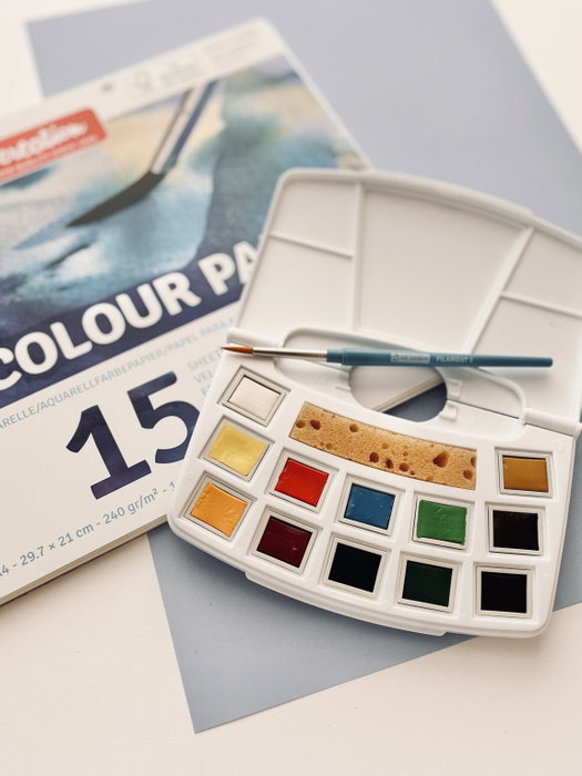 Talens Art Creation Acuarelas Pocket Box con 12 Pastillas y Accesorios